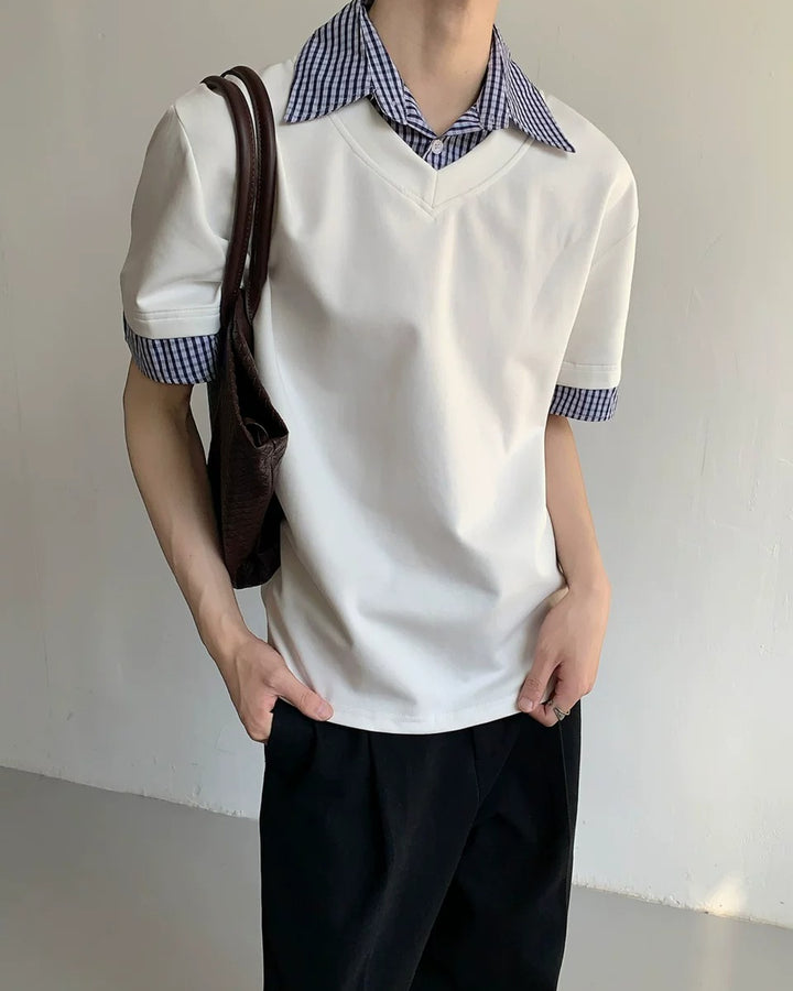 Additional product image of Layered Plaid Trim T-Shirt