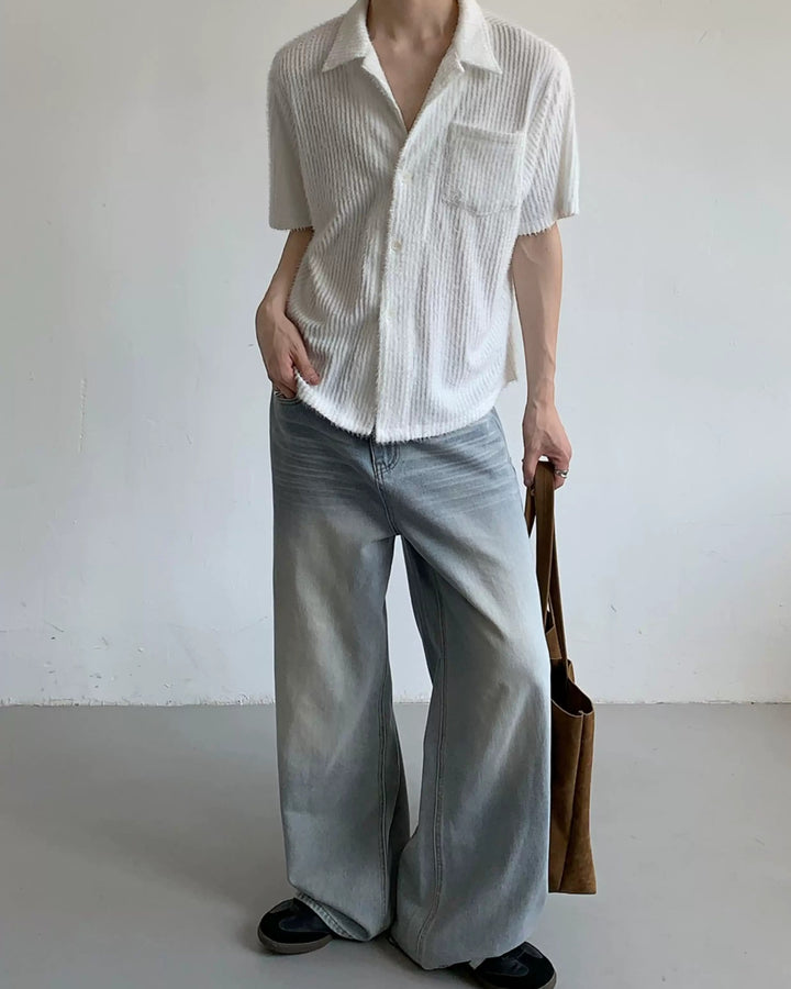 Side view of Crinkle Camp Collar Shirt