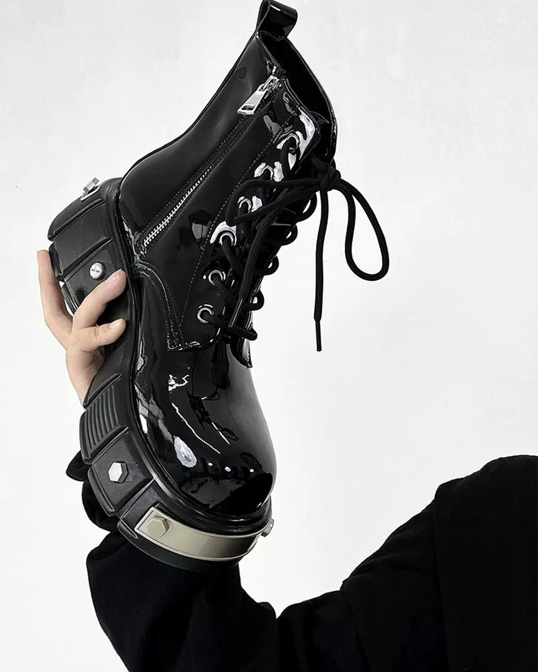 Additional product image of Black Patent Leather Gothic Chunky Platform Shoes