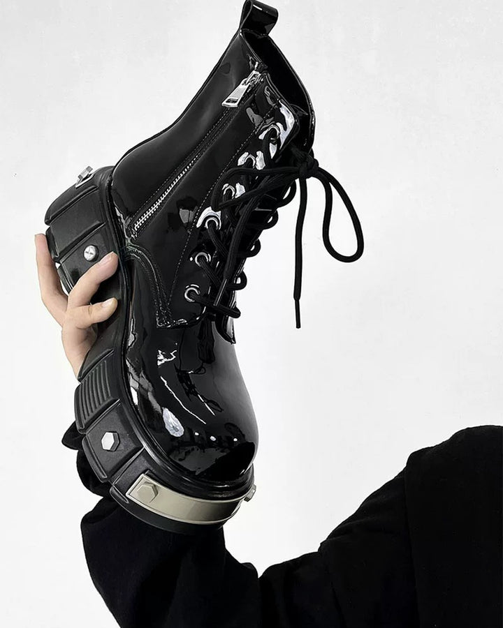 Additional product image of Black Patent Leather Gothic Chunky Platform Shoes