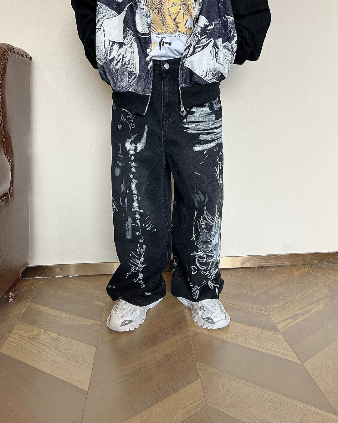 Additional product image of Graffiti Print Wide Leg Pants