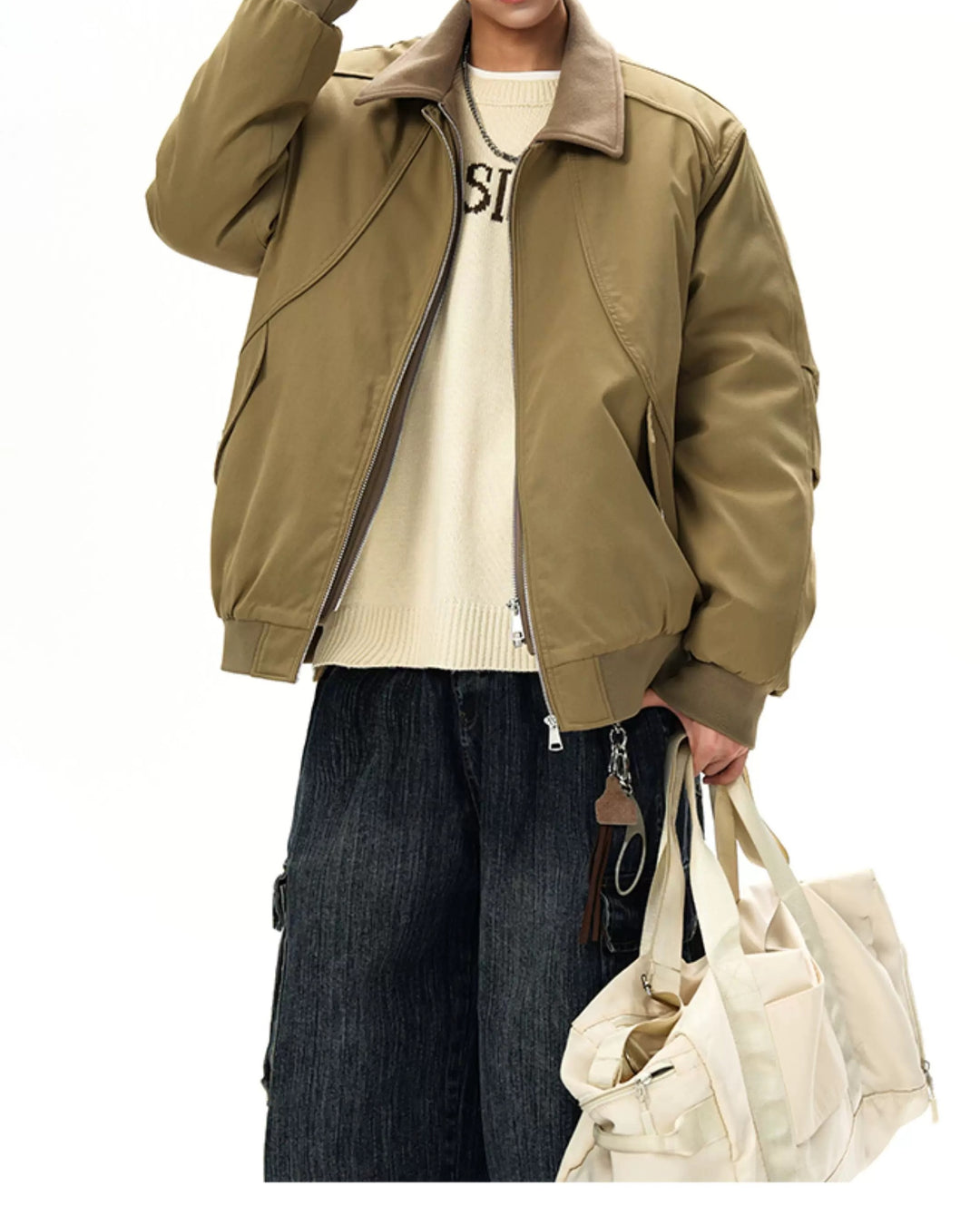 Additional product image of Shearling Collar Water-Resistant Workwear Bomber Jacket