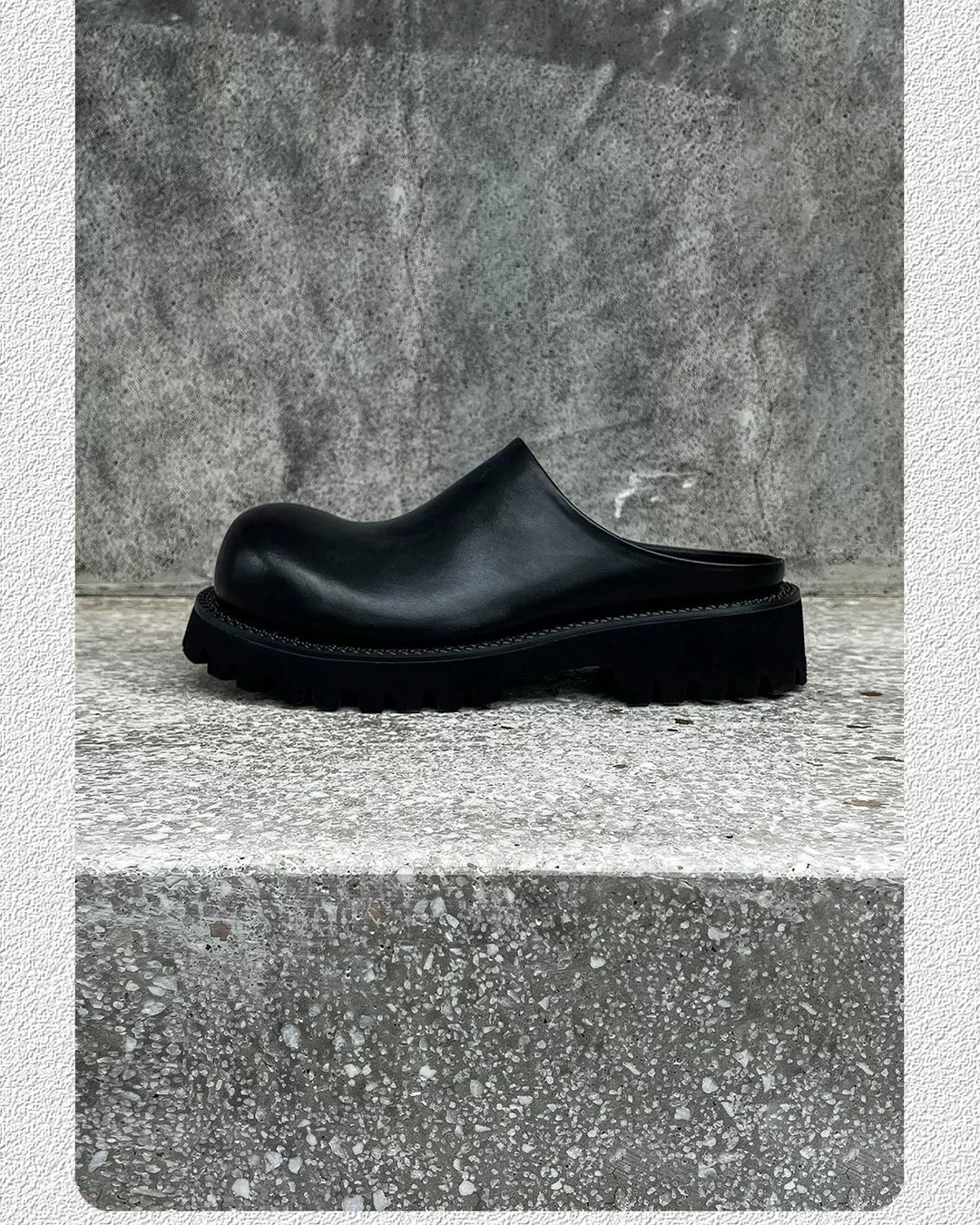 Additional product image of Black Leather Chunky Platform Slip-On Shoes
