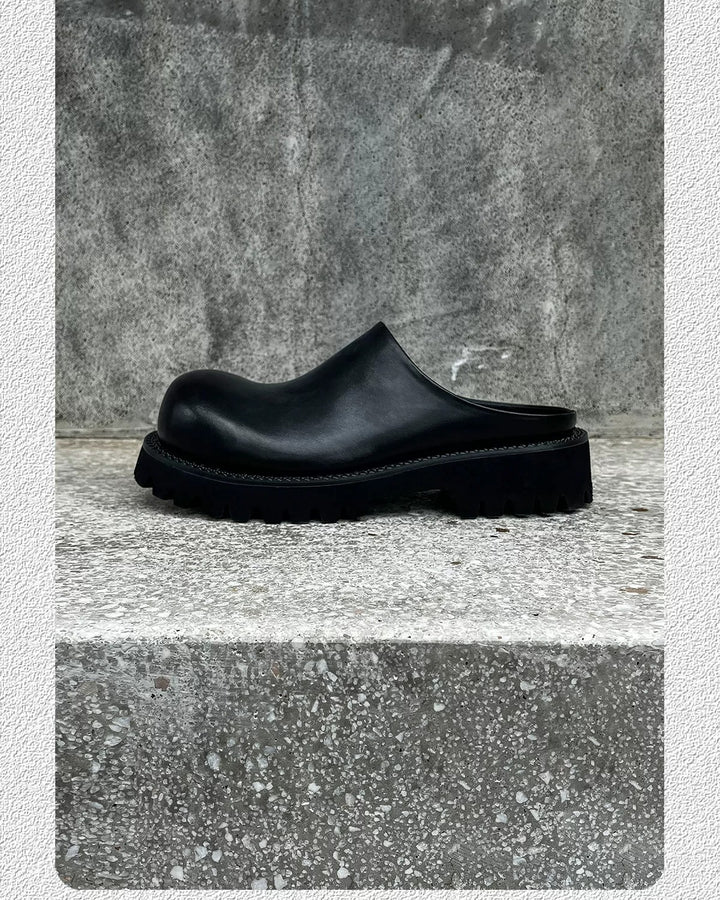 Additional product image of Black Leather Chunky Platform Slip-On Shoes