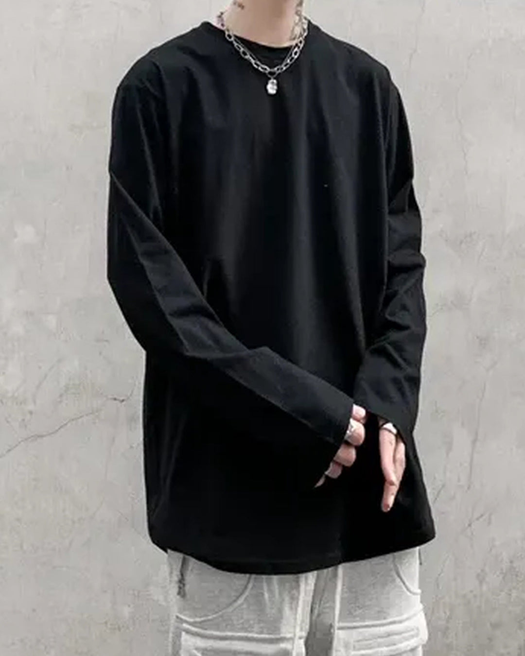 Back view of Raw Edge V-Neck Long Sleeve Base Layer