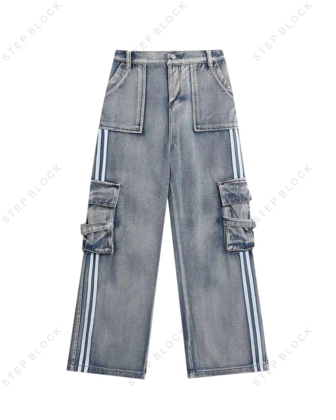 STEP BLOCK MT023 Multi-Pocket Cargo Baggy Jeans