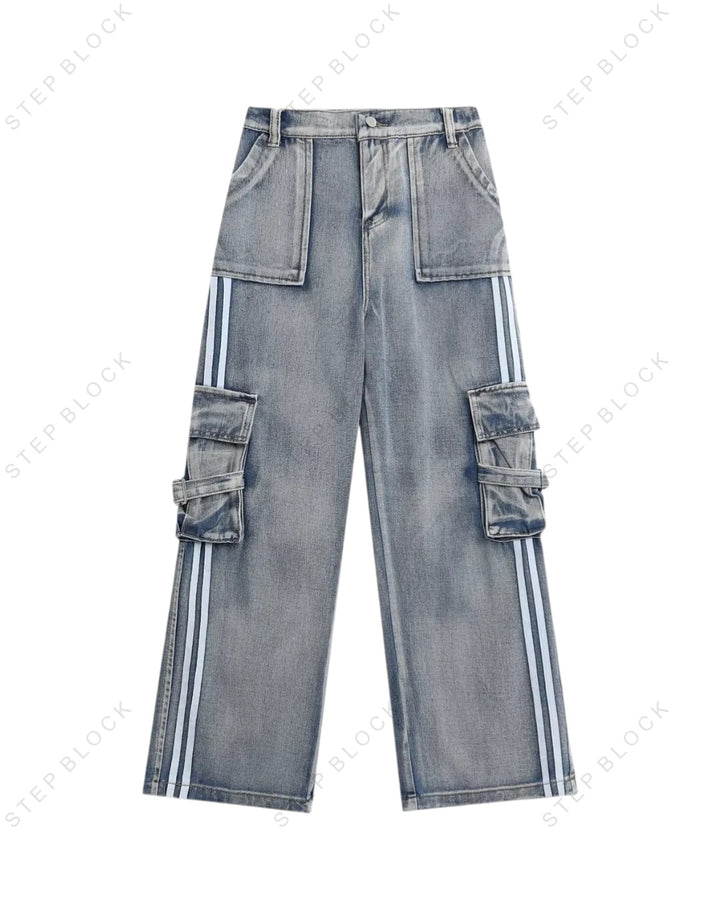 STEP BLOCK MT023 Multi-Pocket Cargo Baggy Jeans