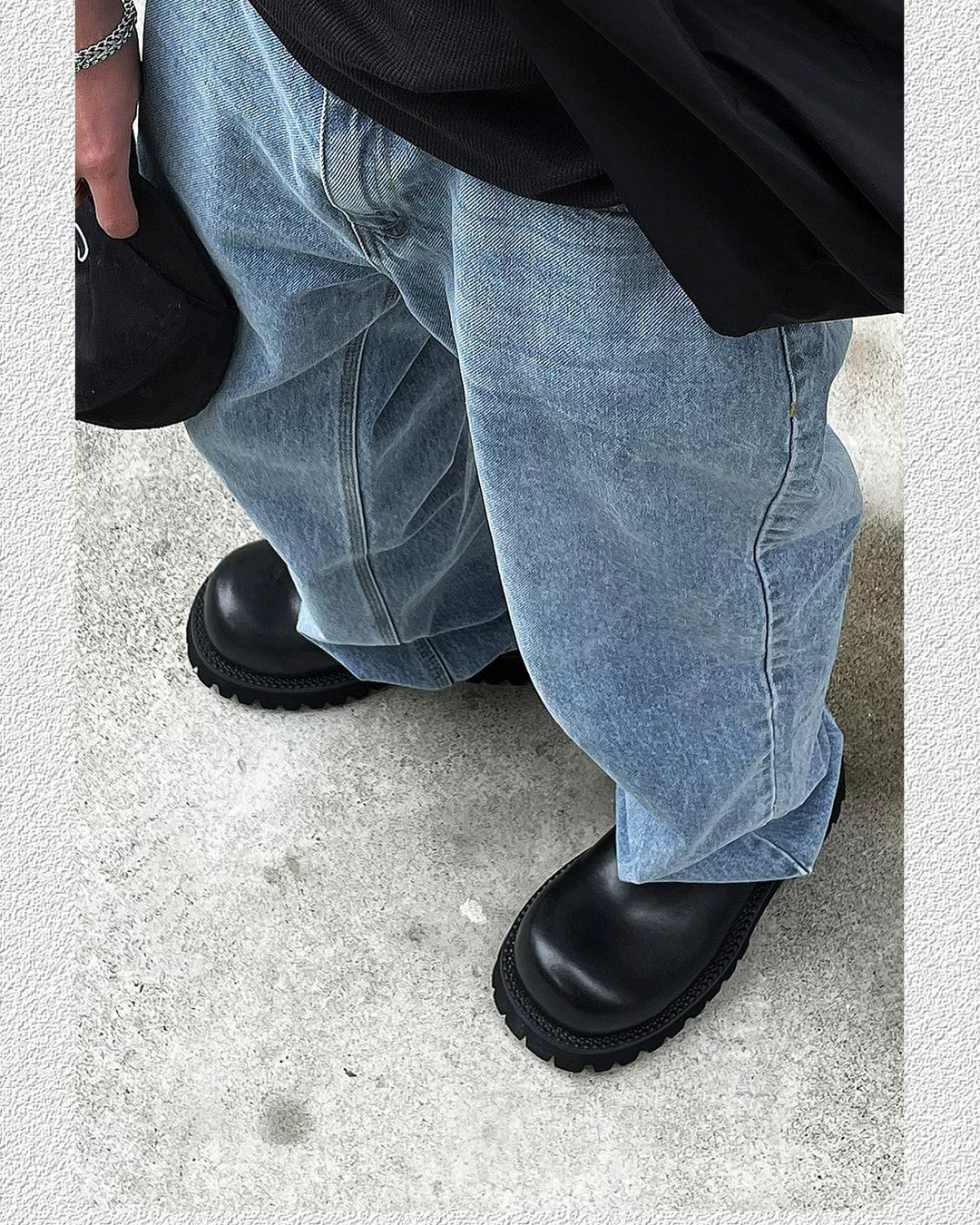 Additional product image of Black Leather Chunky Platform Slip-On Shoes