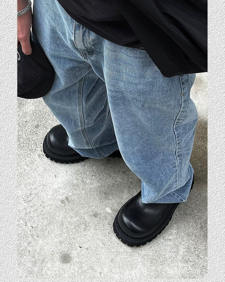 Additional product image of Black Leather Chunky Platform Slip-On Shoes