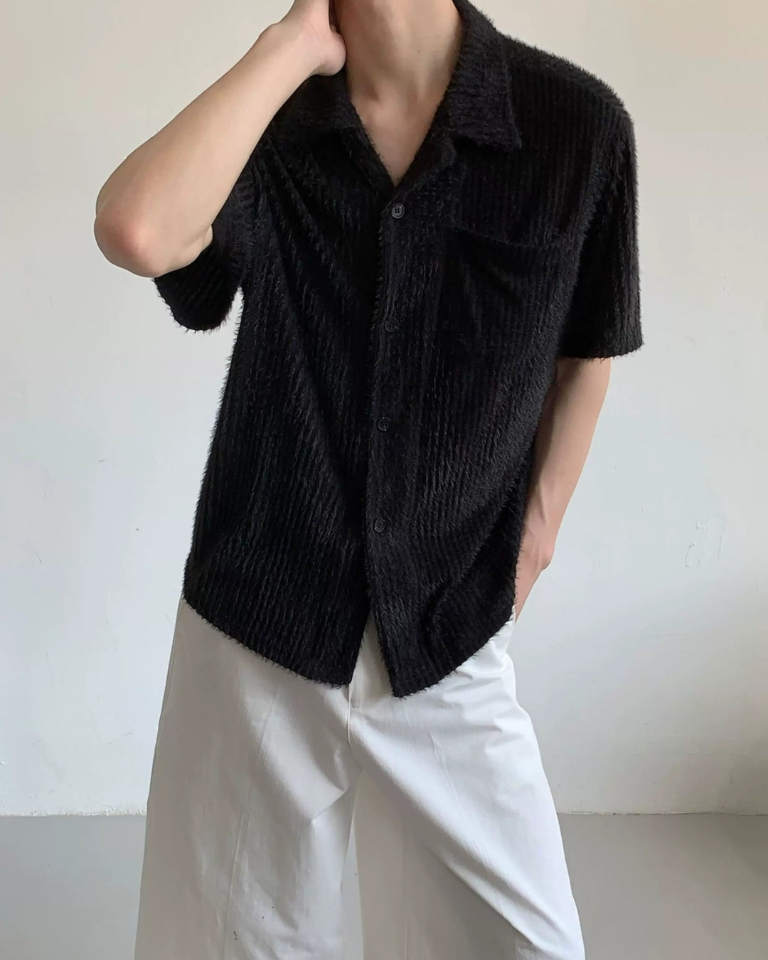 Back view of Crinkle Camp Collar Shirt