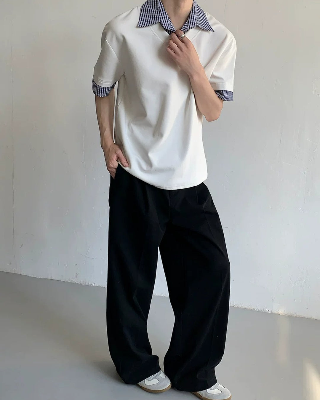 Additional product image of Layered Plaid Trim T-Shirt