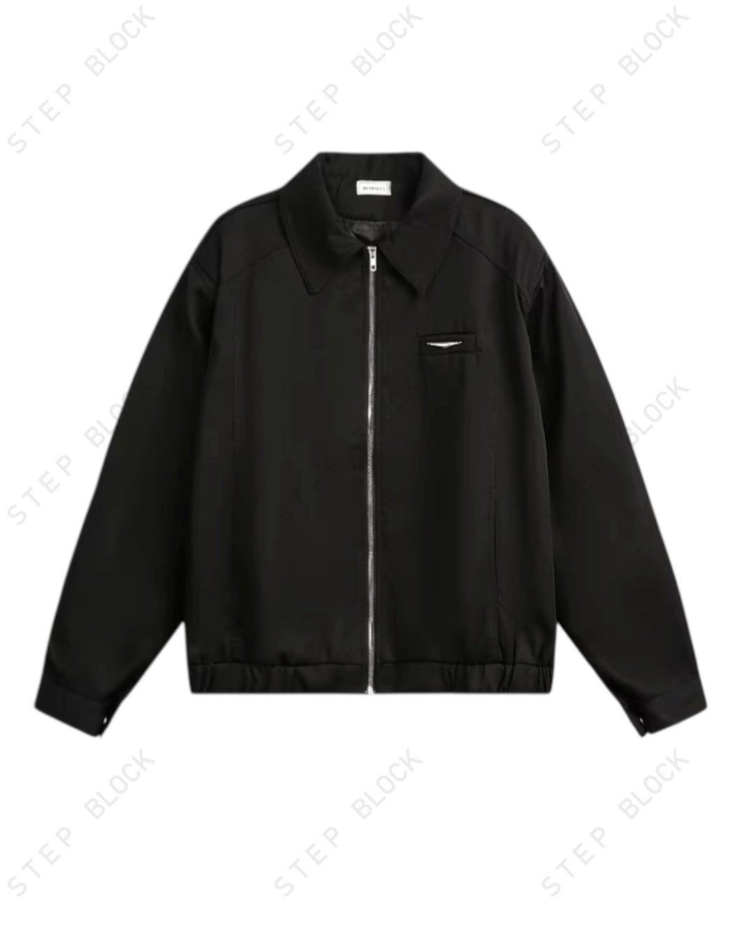 STEP BLOCK ST034 Minimalist Stand Collar Oversized Workwear Bomber Jacket