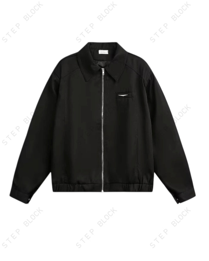 STEP BLOCK ST034 Minimalist Stand Collar Oversized Workwear Bomber Jacket