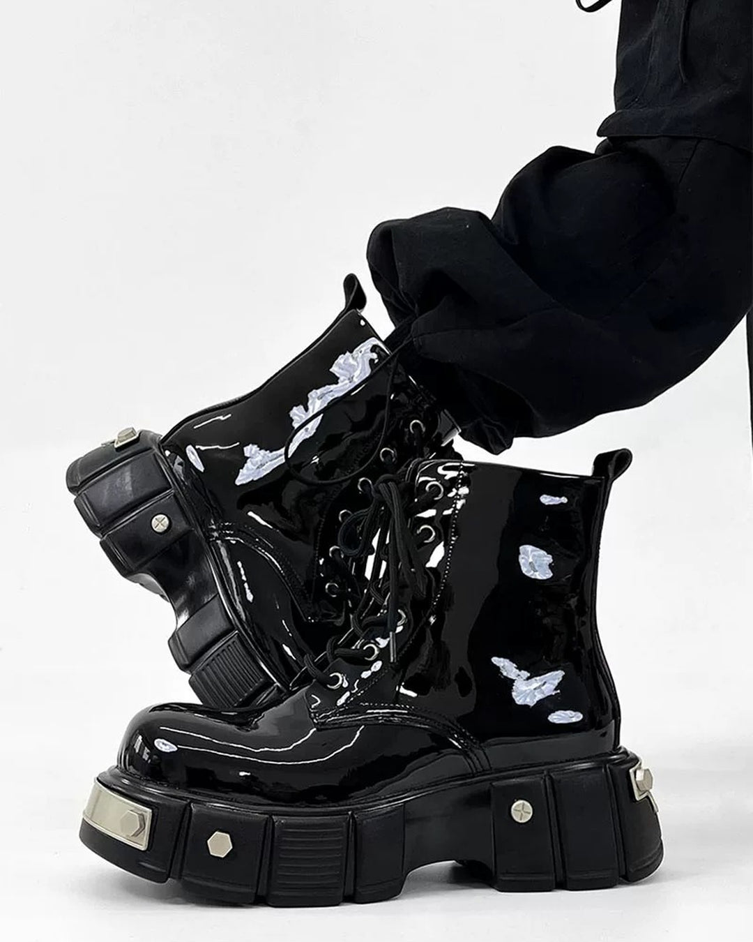 Additional product image of Black Patent Leather Gothic Chunky Platform Shoes