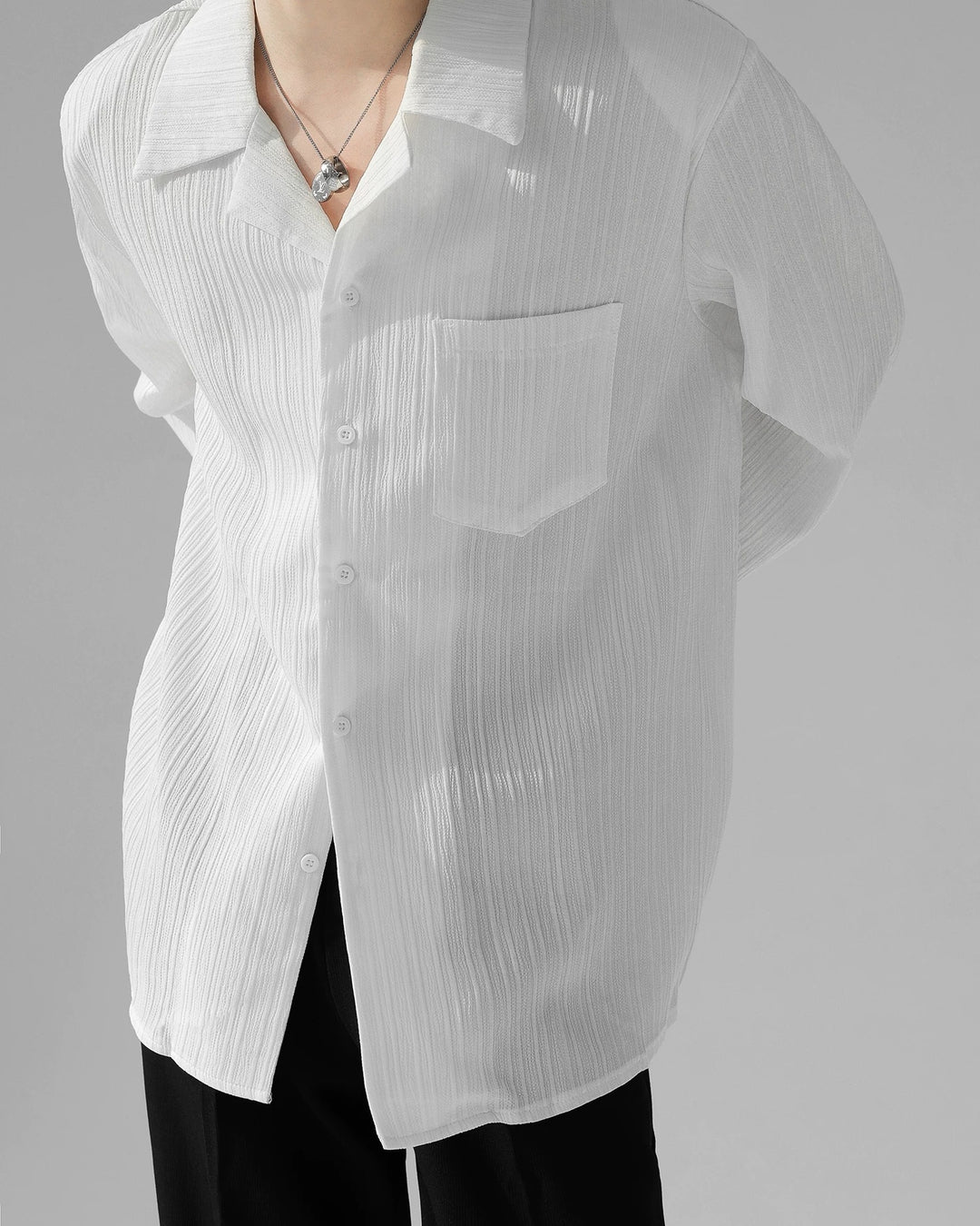 Additional product image of Crinkle Camp Collar Long Sleeve Shirt