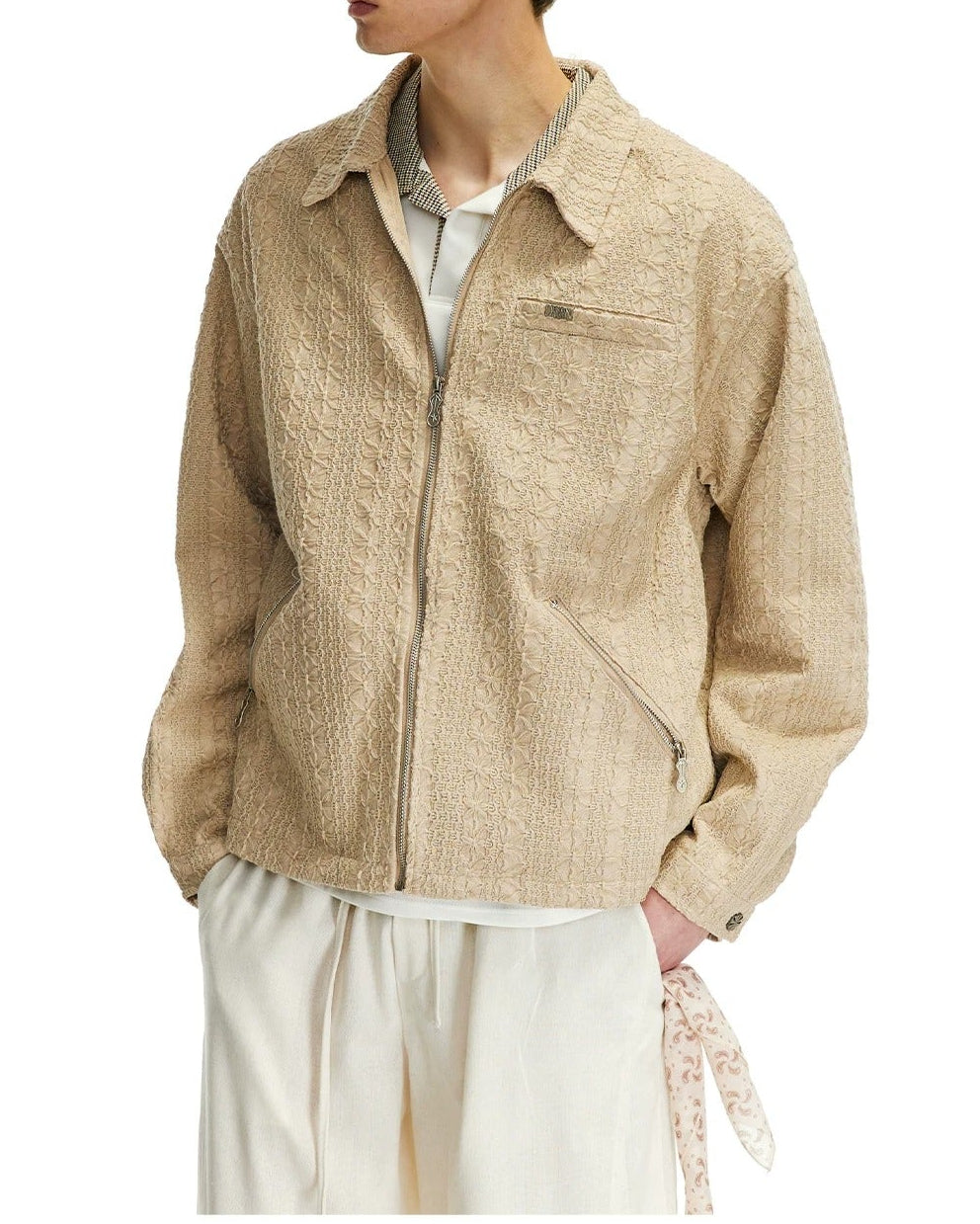 Additional product image of Textured Camp Collar Harrington Jacket