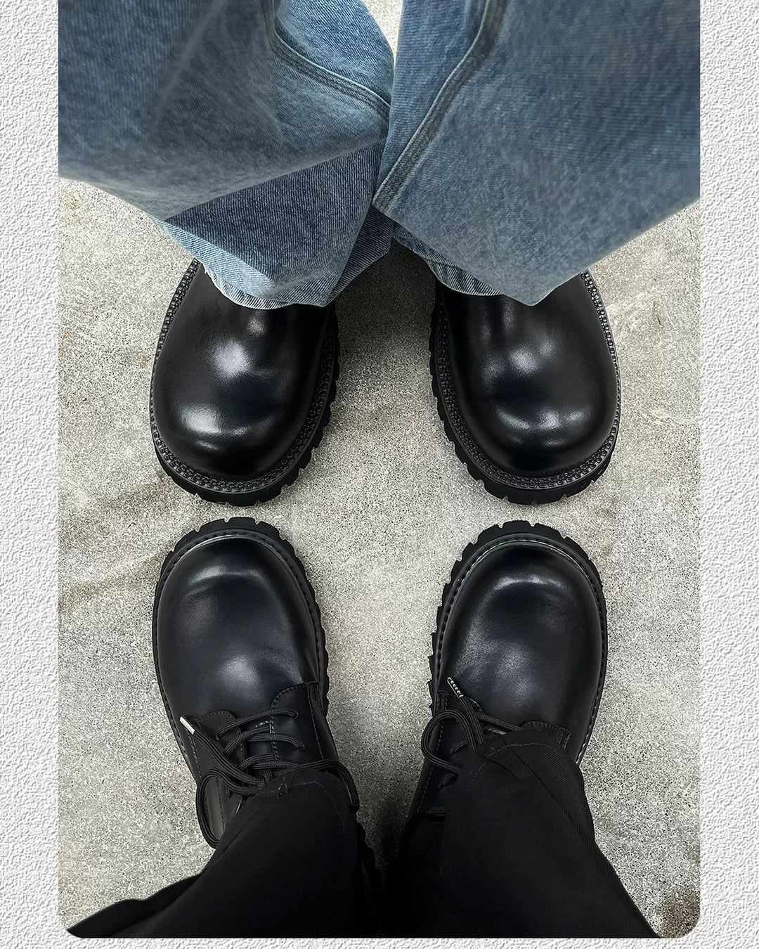 Additional product image of Black Leather Chunky Platform Slip-On Shoes