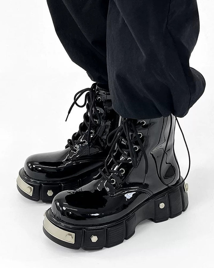 Additional product image of Black Patent Leather Gothic Chunky Platform Shoes