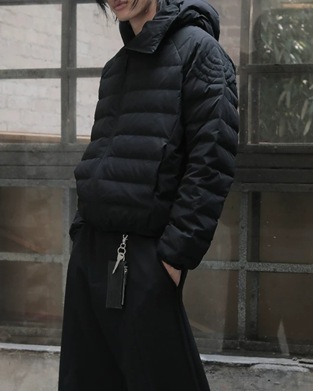 Side view of Lightweight Hooded Puffer Jacket