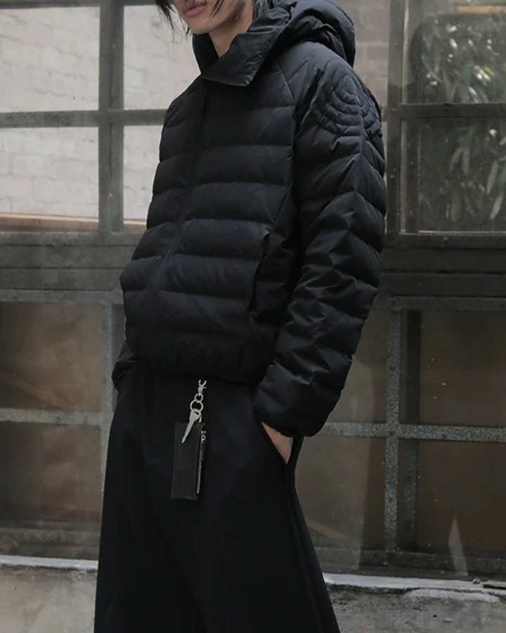 Side view of Lightweight Hooded Puffer Jacket