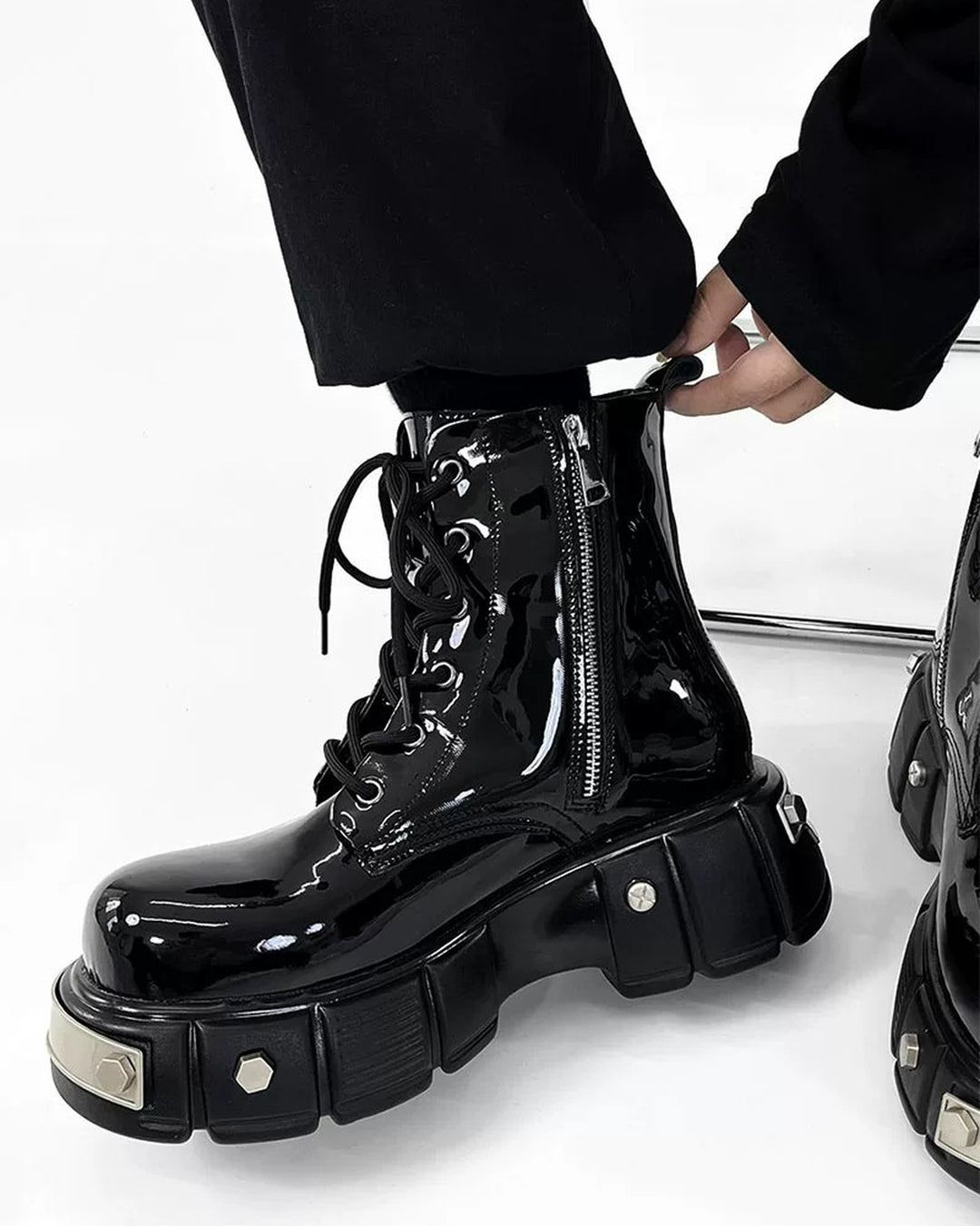 Additional product image of Black Patent Leather Gothic Chunky Platform Shoes