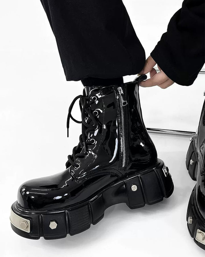 Additional product image of Black Patent Leather Gothic Chunky Platform Shoes