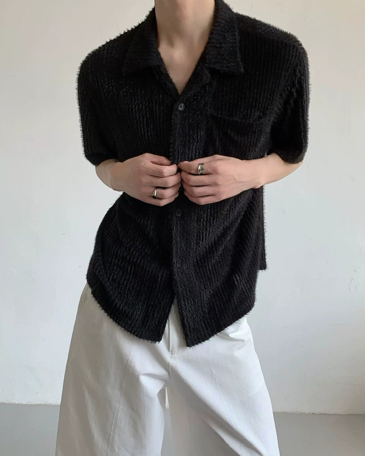 Lifestyle styling view of Crinkle Camp Collar Shirt