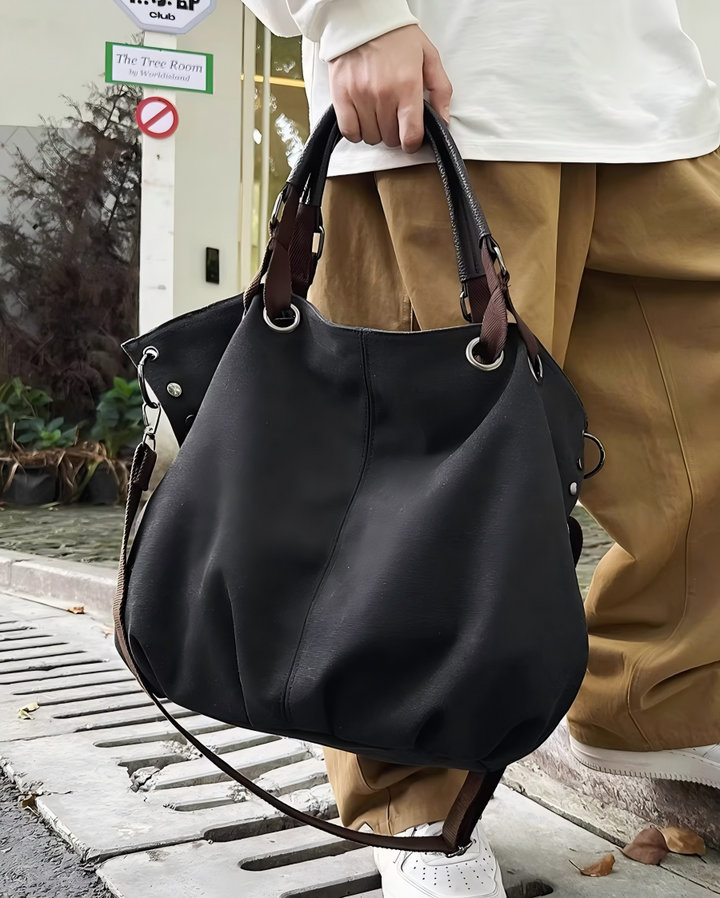 STEP BLOCK Ac076 Casual Canvas Tote Crossbody Bag