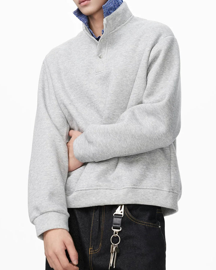 Additional product image of Layered Denim Collar Half-Zip Sweater