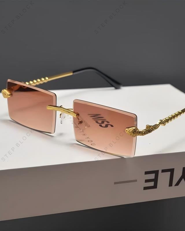 STEP BLOCK AC175 Rimless Tinted Rectangle Sunglasses