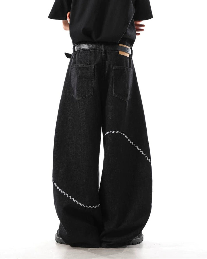 White Stitch Baggy Jeans