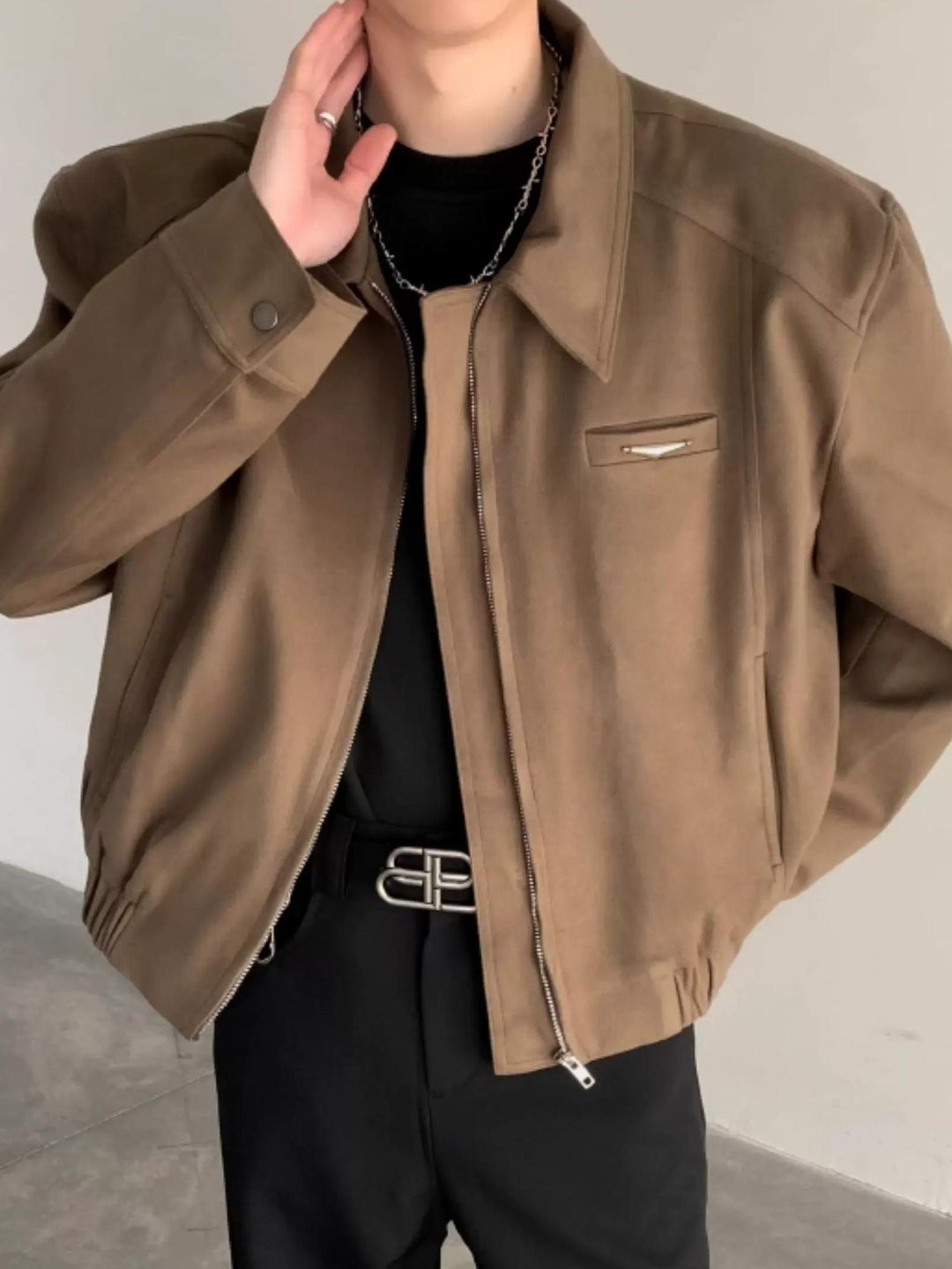 Additional product image of Minimalist Stand Collar Oversized Workwear Bomber Jacket