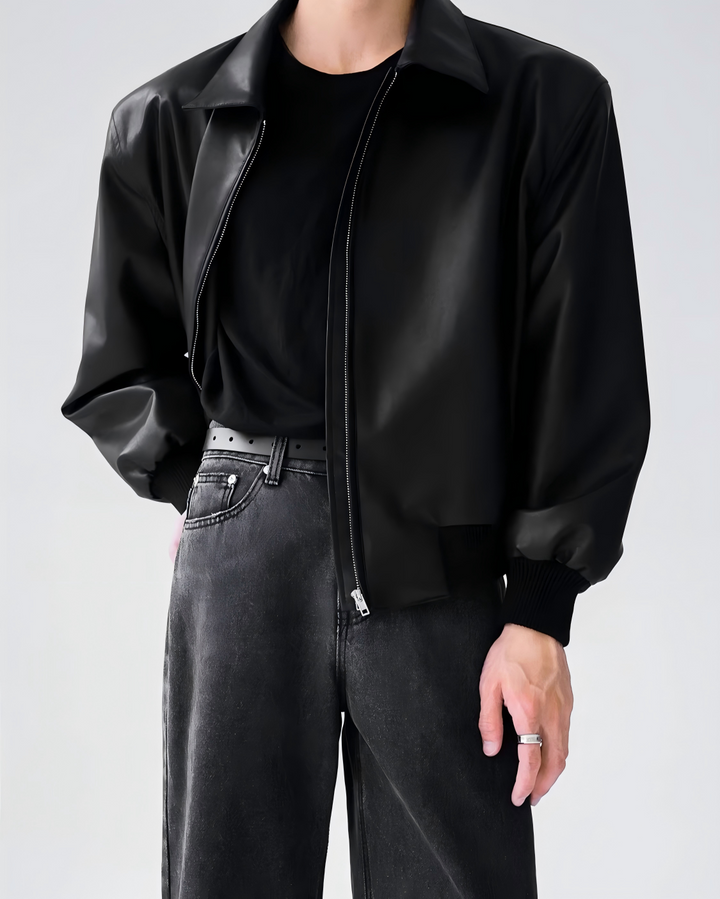 STEP BLOCK ST1007 Minimalist Leather Jacket