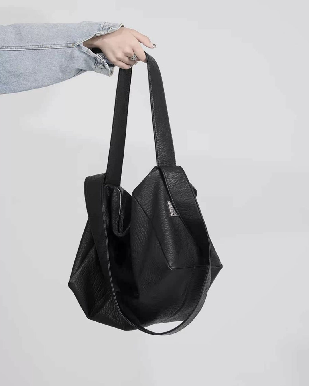 Additional product image of Oversized Black Leather-Look Crossbody and Shoulder Bag