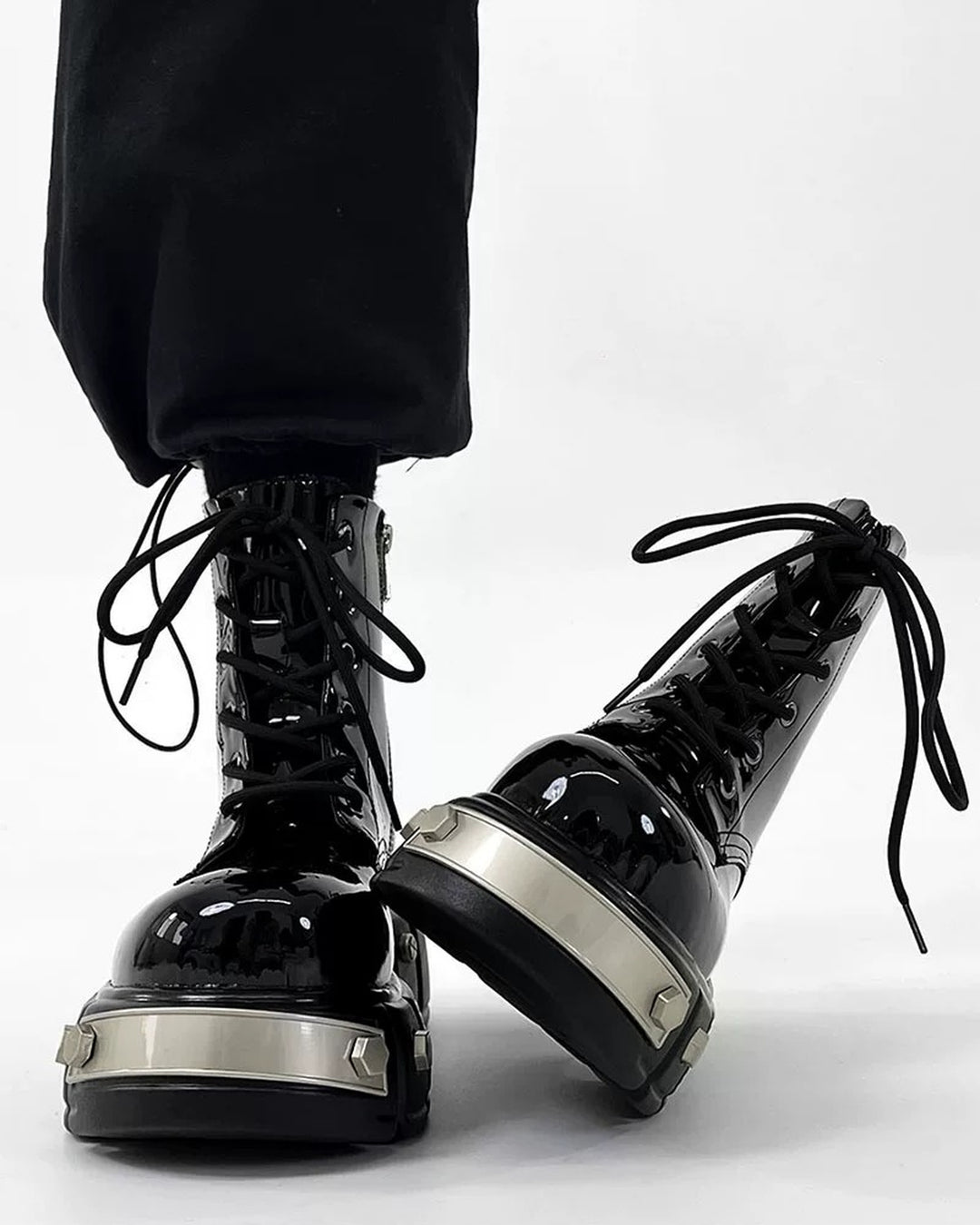 Additional product image of Black Patent Leather Gothic Chunky Platform Shoes