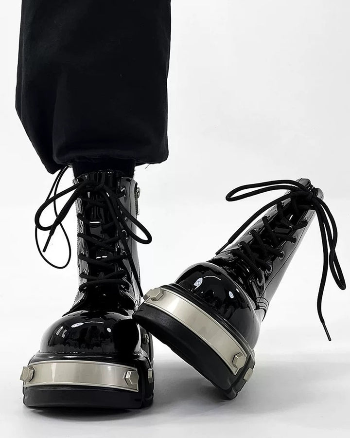 Additional product image of Black Patent Leather Gothic Chunky Platform Shoes