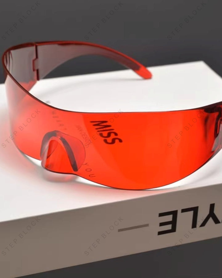STEP BLOCK AC177 Rimless Wrap-Around Sunglasses 