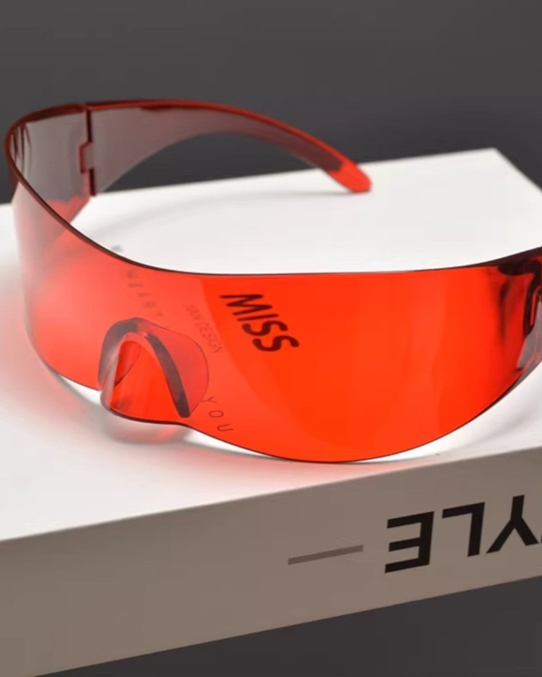 Front detail of Rimless Wrap-Around Sunglasses