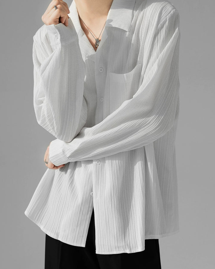 Additional product image of Crinkle Camp Collar Long Sleeve Shirt