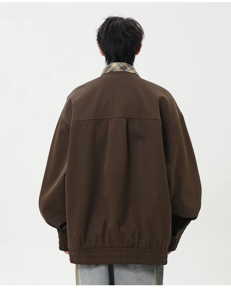 Additional product image of Plaid Lined Stand Collar Oversized Workwear Jacket