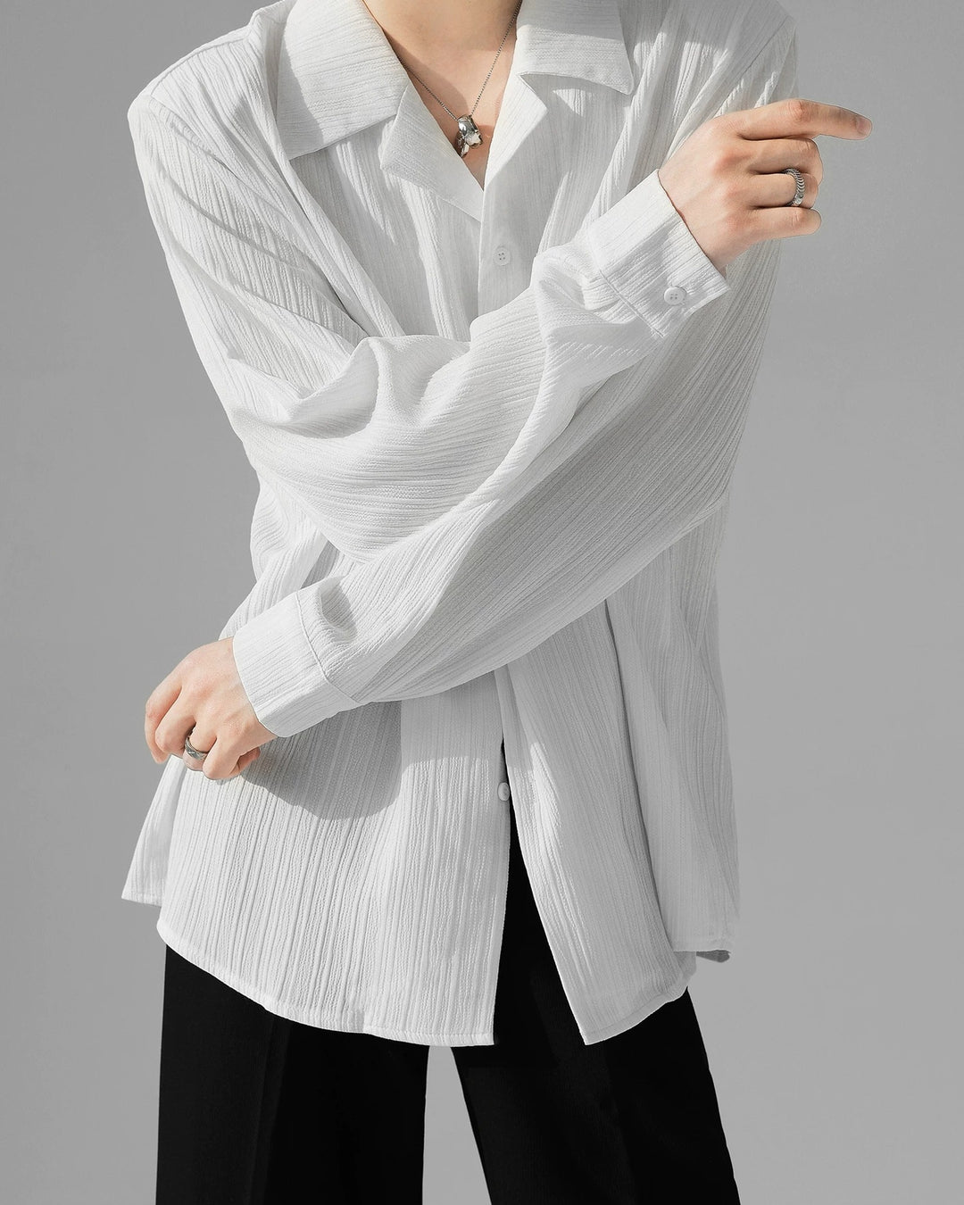 Additional product image of Crinkle Camp Collar Long Sleeve Shirt