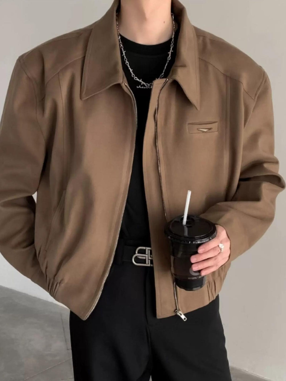 Additional product image of Minimalist Stand Collar Oversized Workwear Bomber Jacket