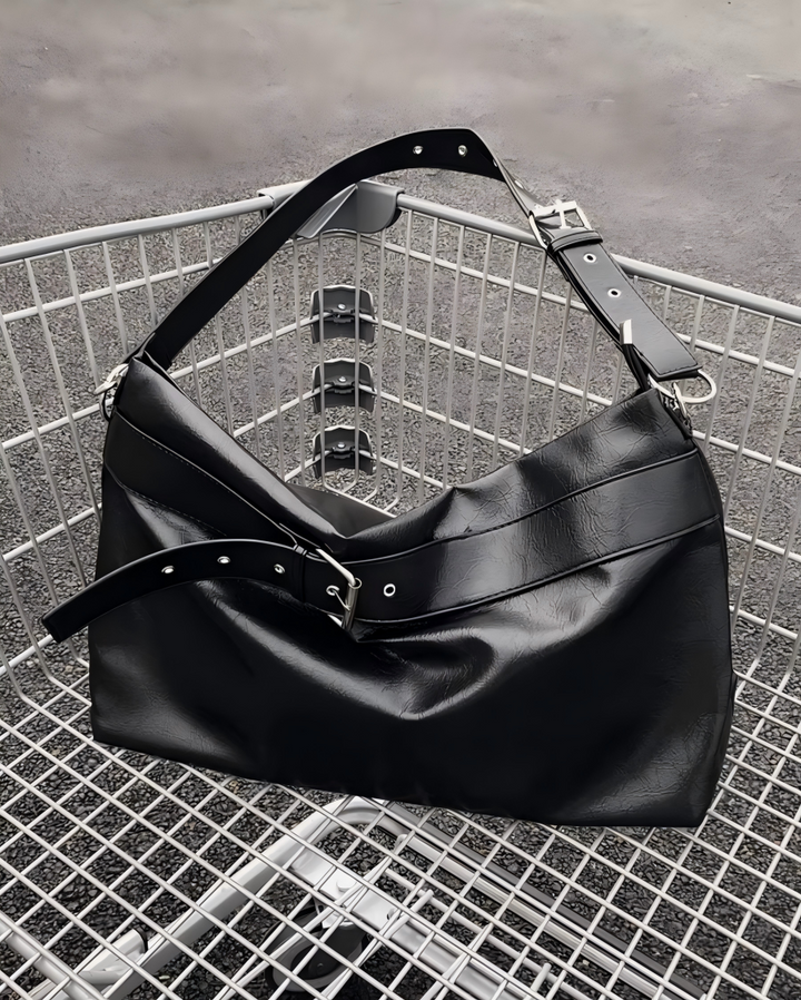 STEP BLOCK Ac081 Soft Leather Hobo Shoulder Bag