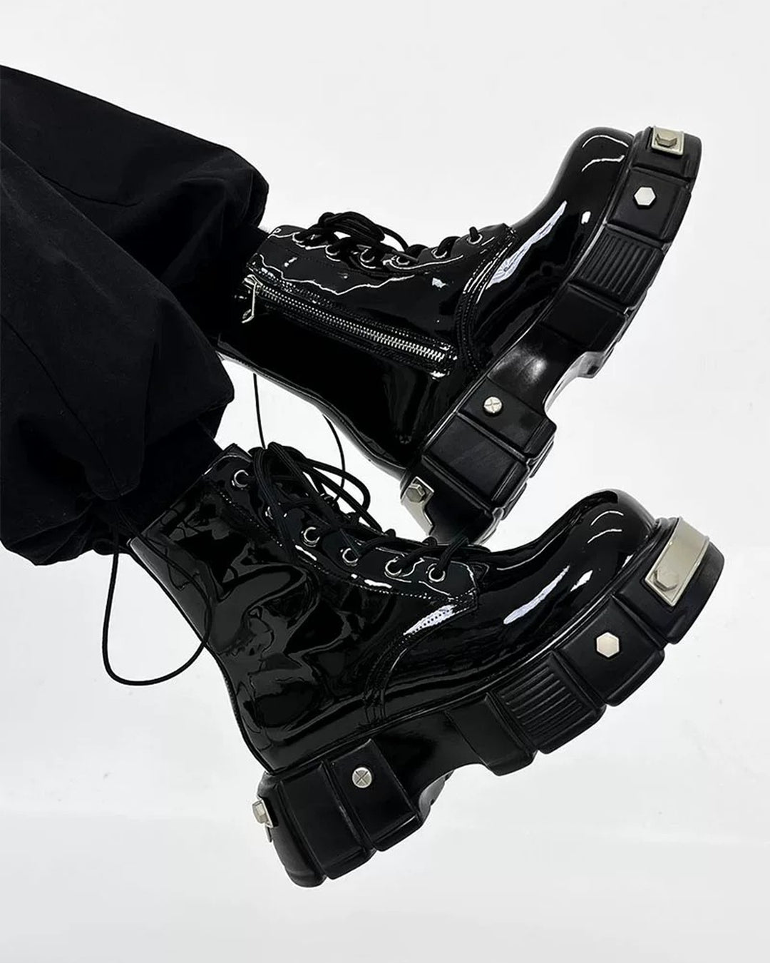Additional product image of Black Patent Leather Gothic Chunky Platform Shoes