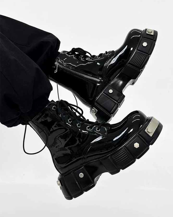 Additional product image of Black Patent Leather Gothic Chunky Platform Shoes