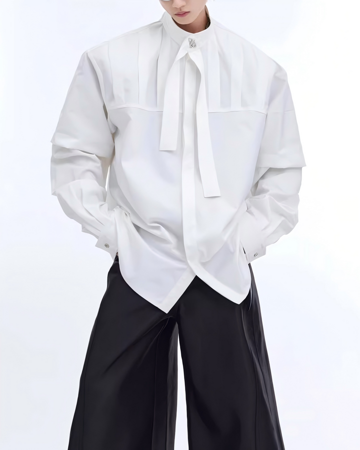 STEP BLOCK MT541 Bow Tie Detail Layered Shirt