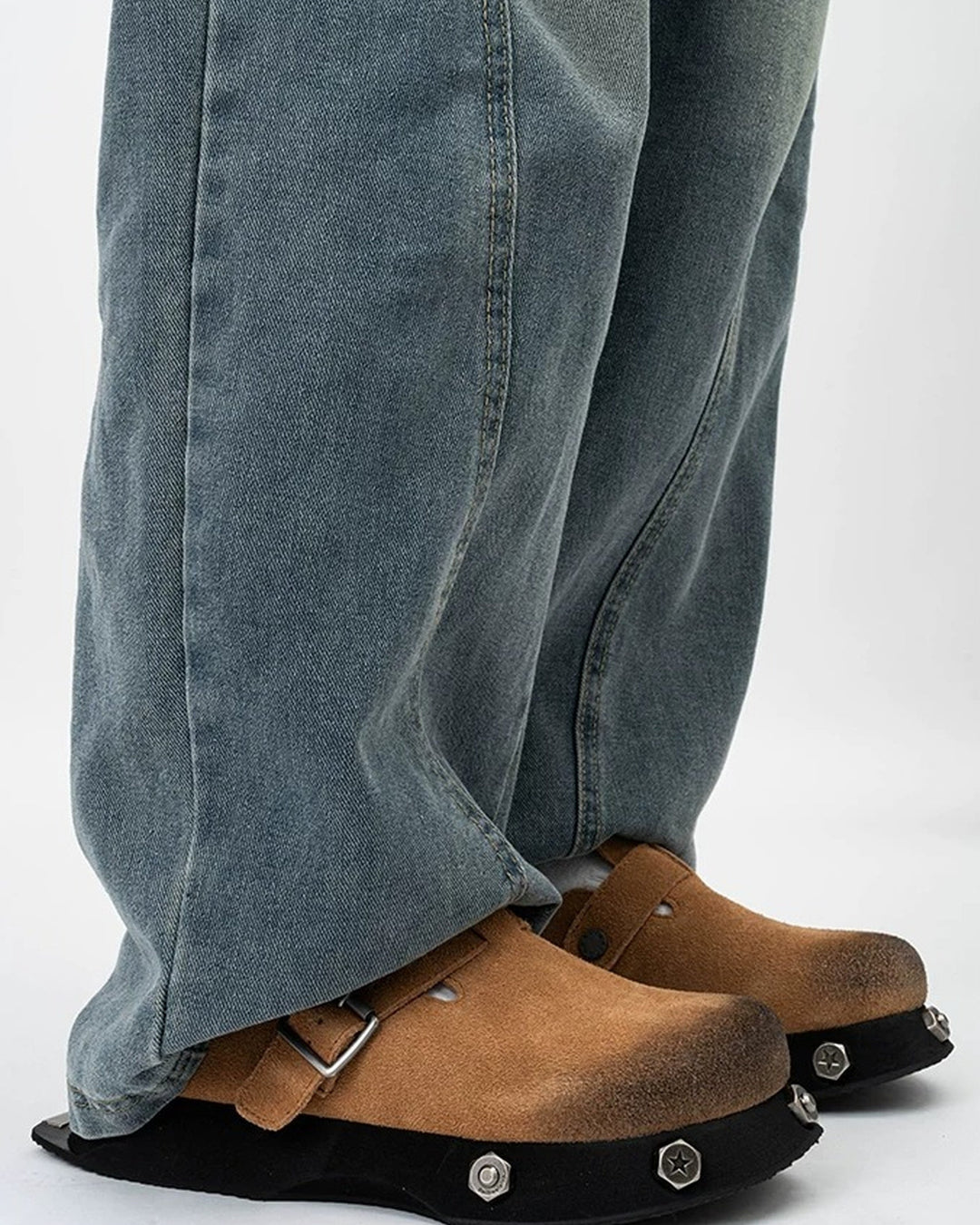 Additional product image of Beige Suede Chunky Platform Clogs Shoes