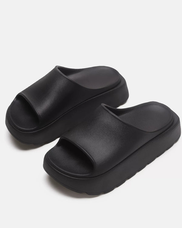 BRYNOR Black Chunky Platform Slide Shoes footwear product photo