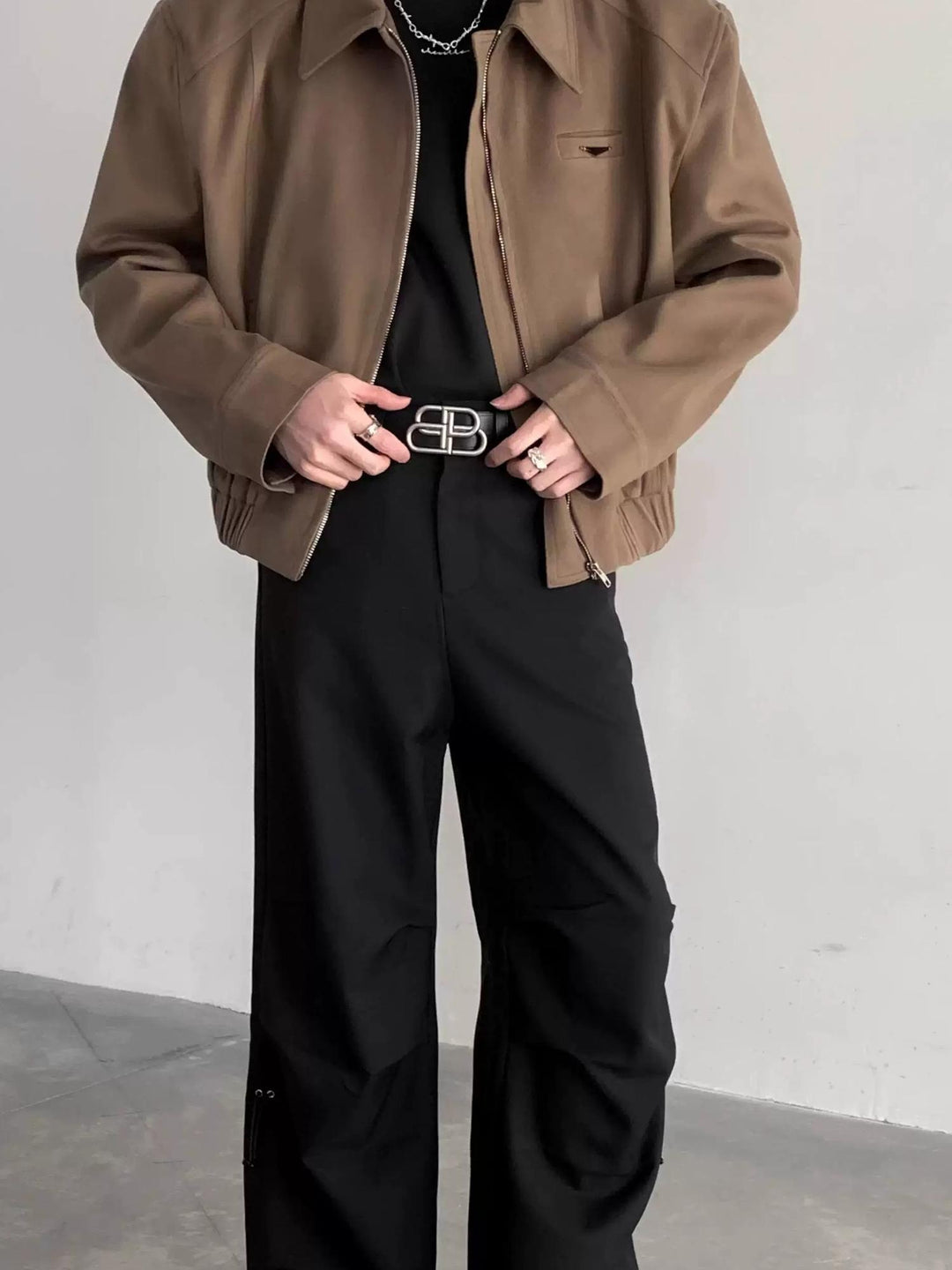 Additional product image of Minimalist Stand Collar Oversized Workwear Bomber Jacket