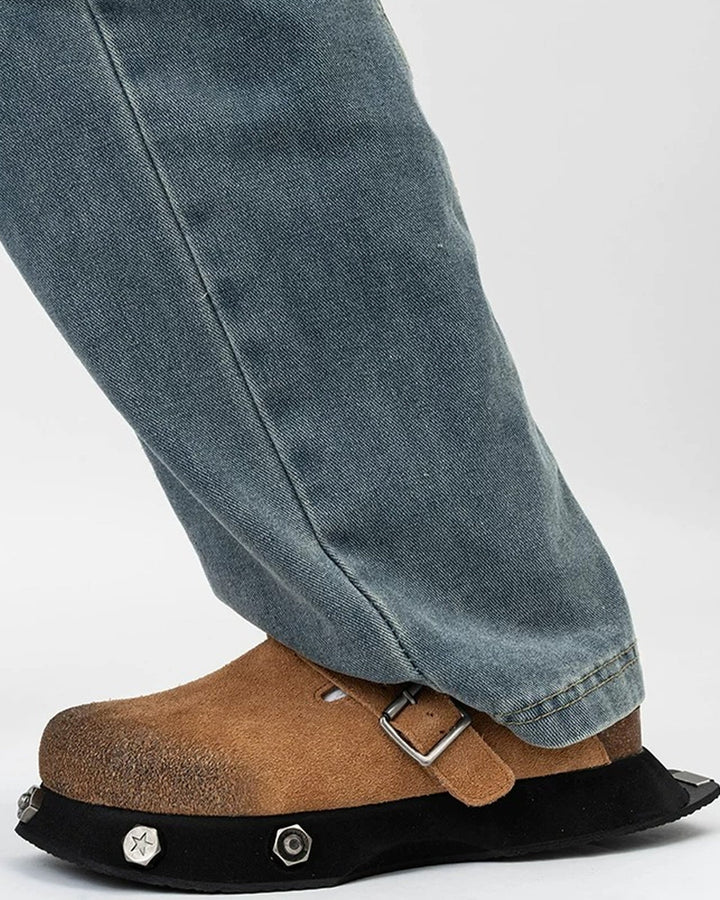 Additional product image of Beige Suede Chunky Platform Clogs Shoes